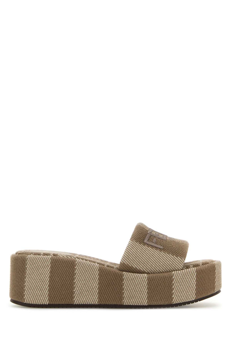 Shop Fendi Grey Logo Wedges