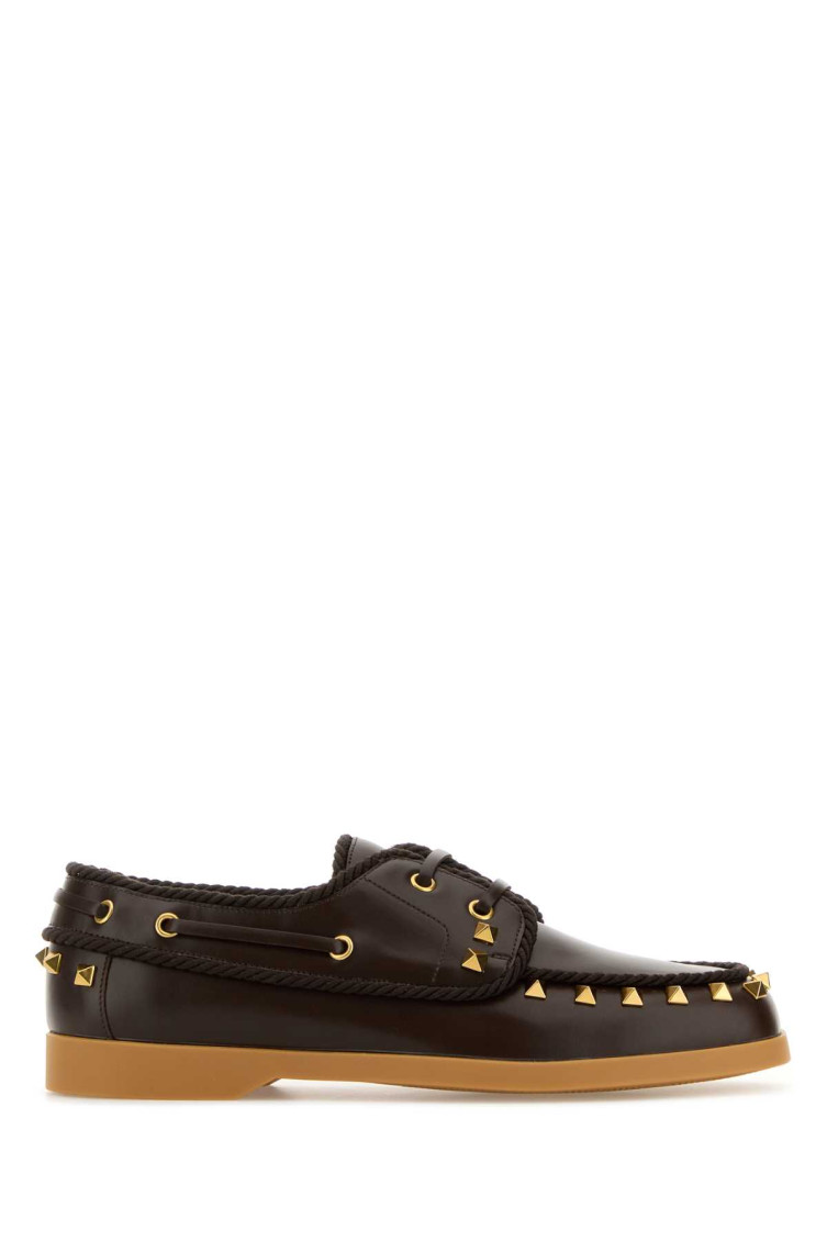 Valentino Women's Dark Leather Loafers In Brown
