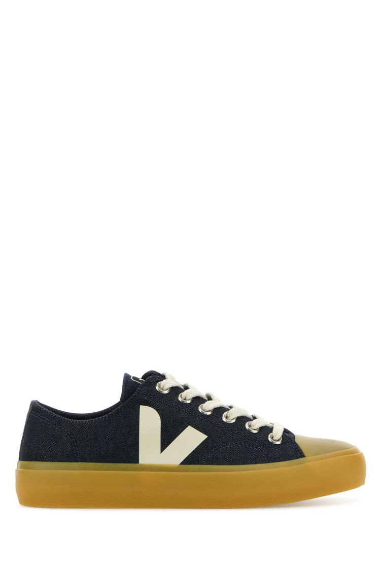 Shop Veja Navyblue Logo Sneakers In Navy Blue