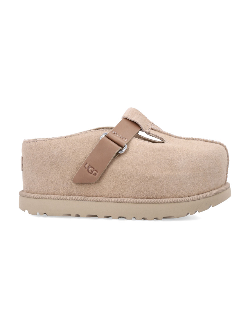 Ugg Lace-up Flatform Sole Round Toe Shoes In Beige