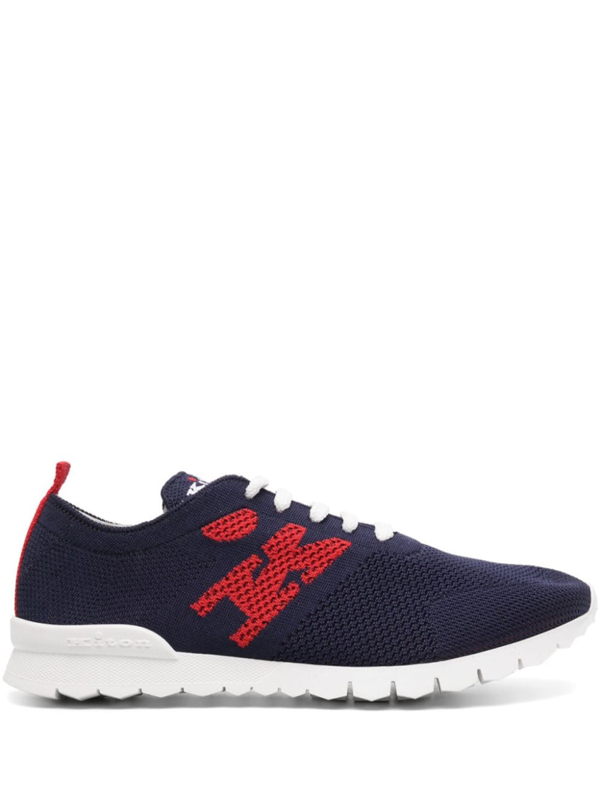 【送料&関税込】Kiton Knit Sneakers With Lateral Monogram Kiton Knit Sneakers With Lateral Monogram In Blue | ModeSens