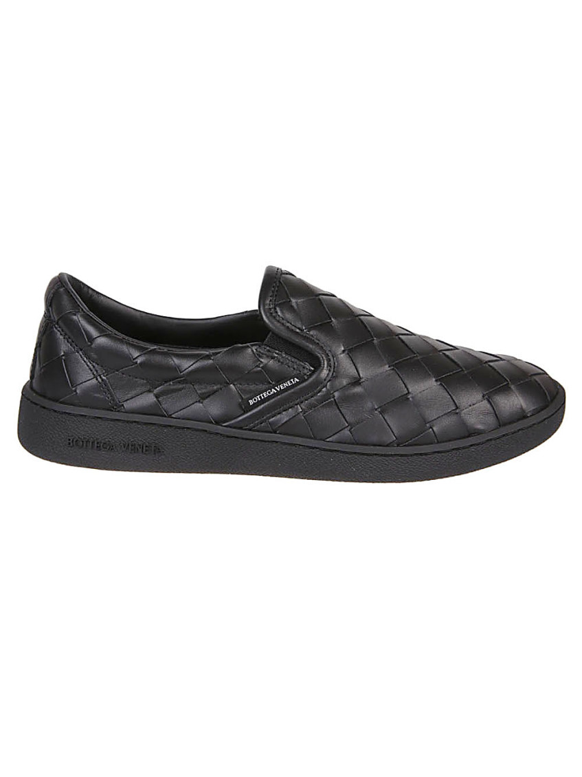 Shop Bottega Veneta Black Slip On Sneakers