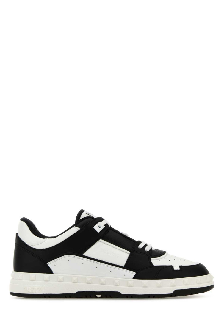 Valentino Garavani Men Two-tone Leather Freedots Sneakers In Black