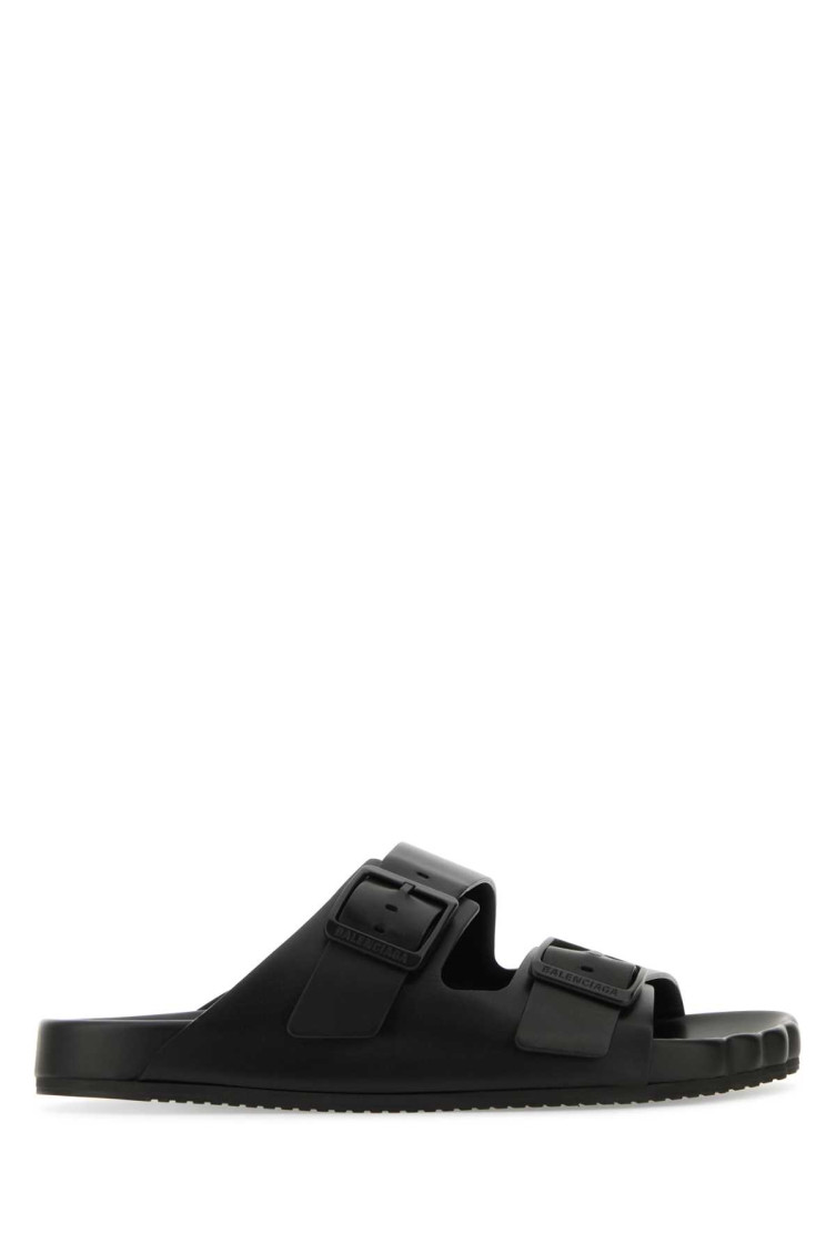 Balenciaga Smooth Leather Sunday Slides For A Chic In Black