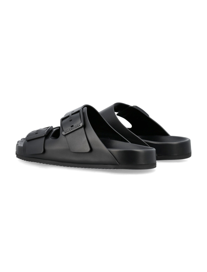 Balenciaga Black Leather Sunday Slippers