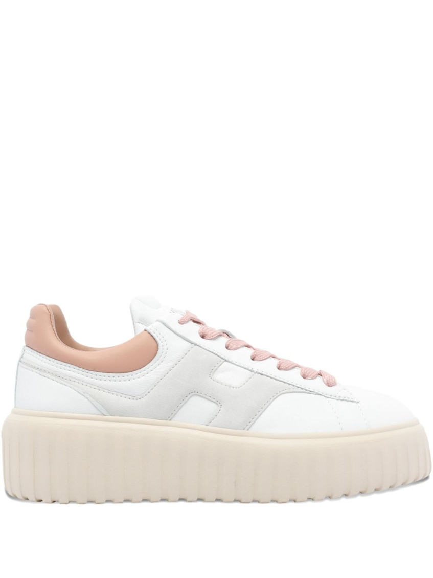 Hogan Chunky Platform Sneakers With Smooth And Textured Uppers In White