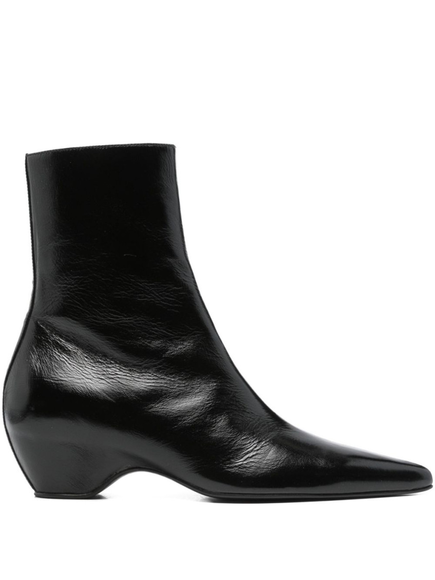 Khaite Arizona Pointed-toe Calf Leather Ankle Boots In Black