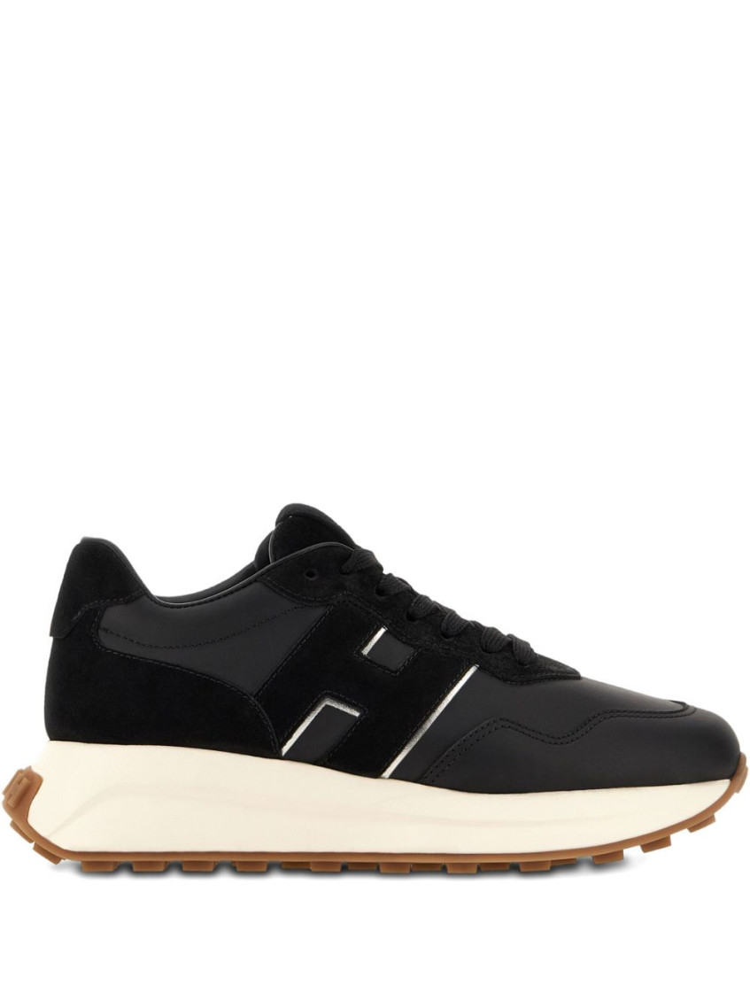 Hogan H641 Black Leather Sneakers In Black