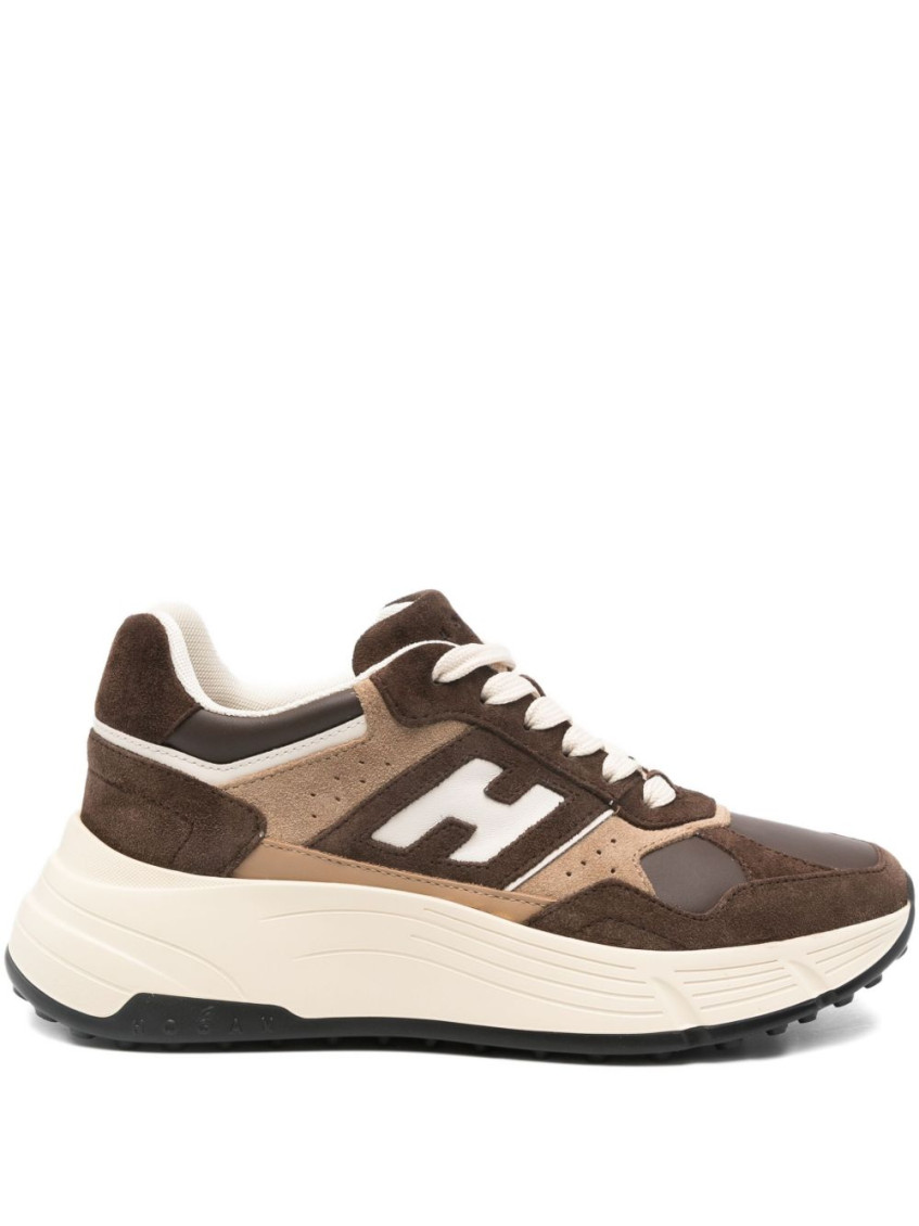 Hogan Leather Sneakers With Contrast Sole And Suede Panels In Silver