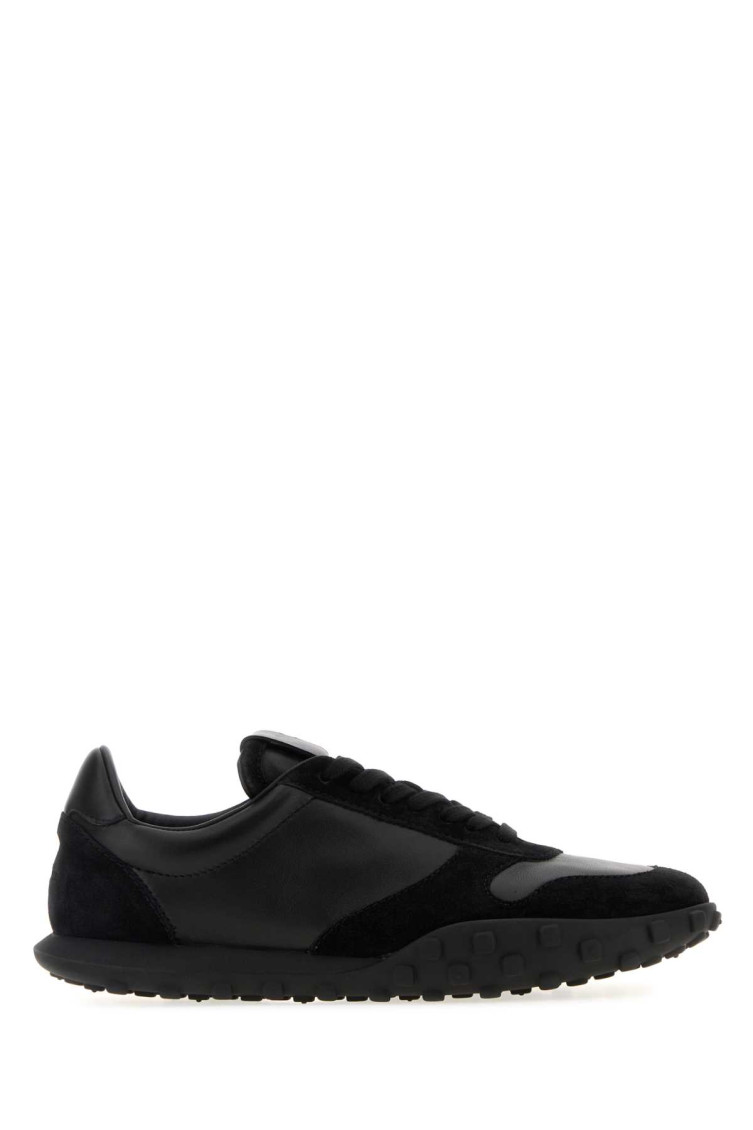 Jil Sander Suede Panel Round Toe Rubber Sole Sneakers In Black