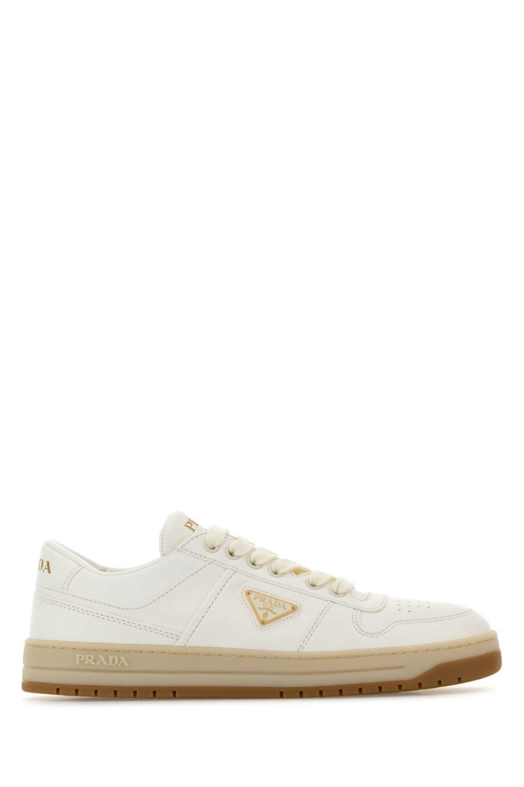 Prada White Leather Downtown Sneakers