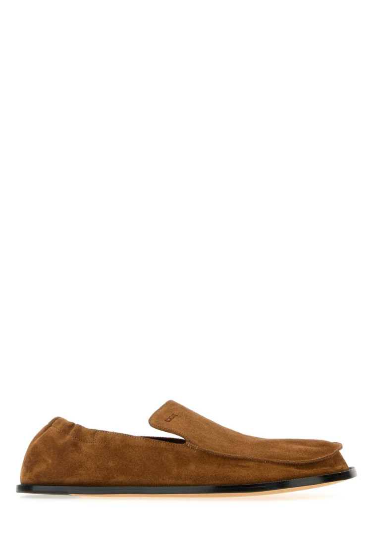 Loewe Mocassini Flex In Pelle Scamosciata Cammello Uomo In Brown