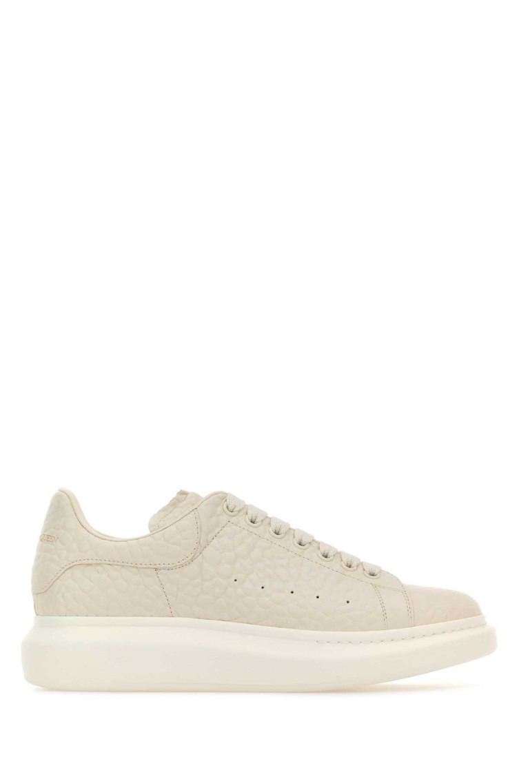Alexander Mcqueen Ivory Leather Sneakers With Ivory Leather Heel In White