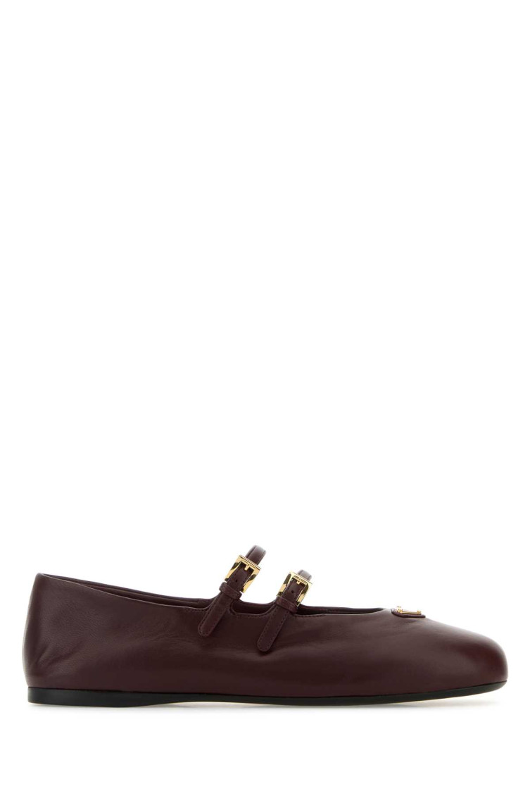 Prada Dark Brown Leather Ballet Flats