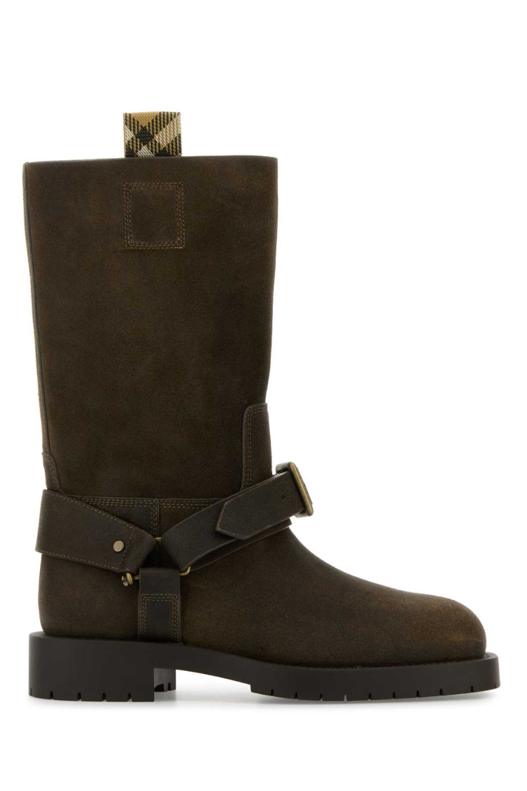 Burberry Soft Saddle Suede Knee-high Boots In Brown