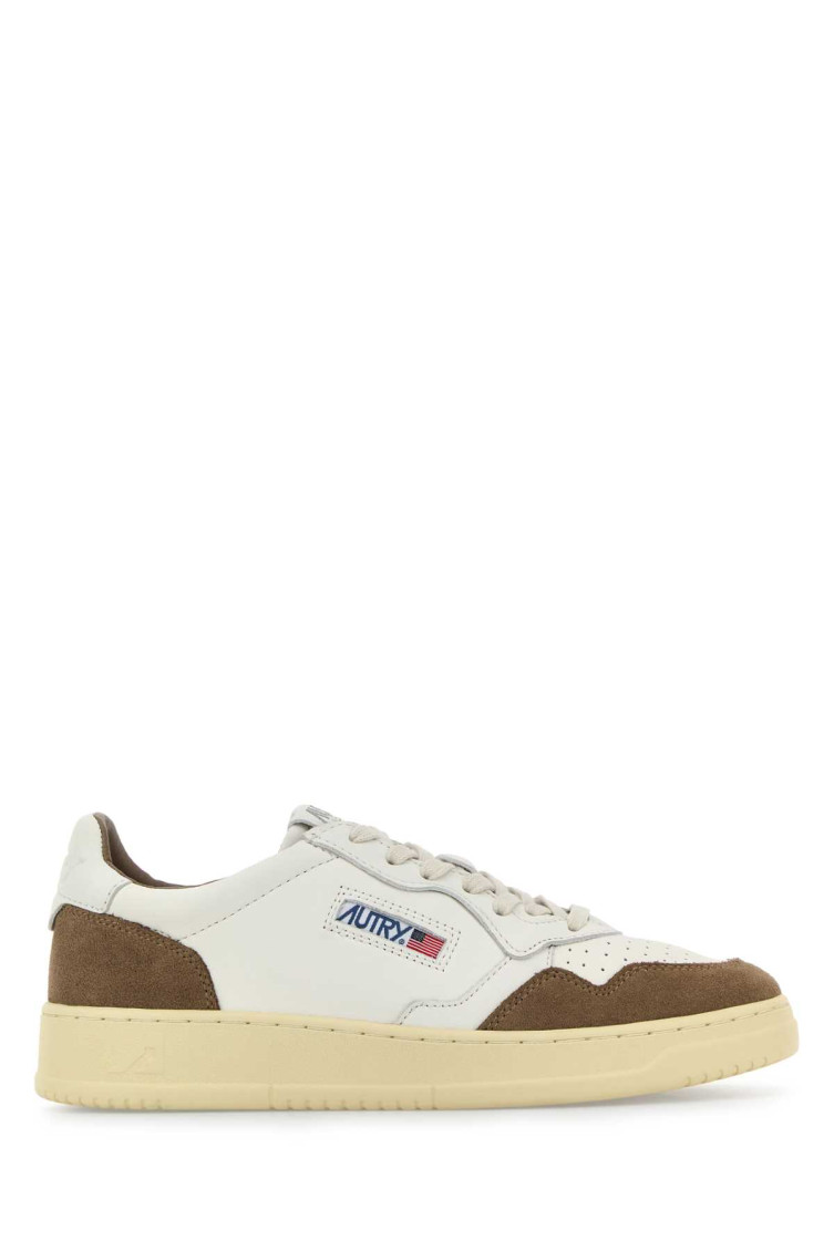 Autry Medalist Low Sneakers In Goatskin And Suede In Multi
