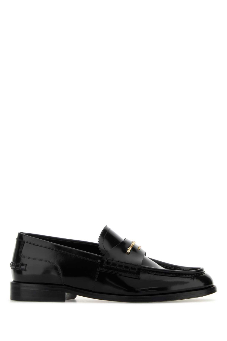 Alexander Wang Glossy Black Loafers With Decorative Strap And Elegant Silhouette In Black