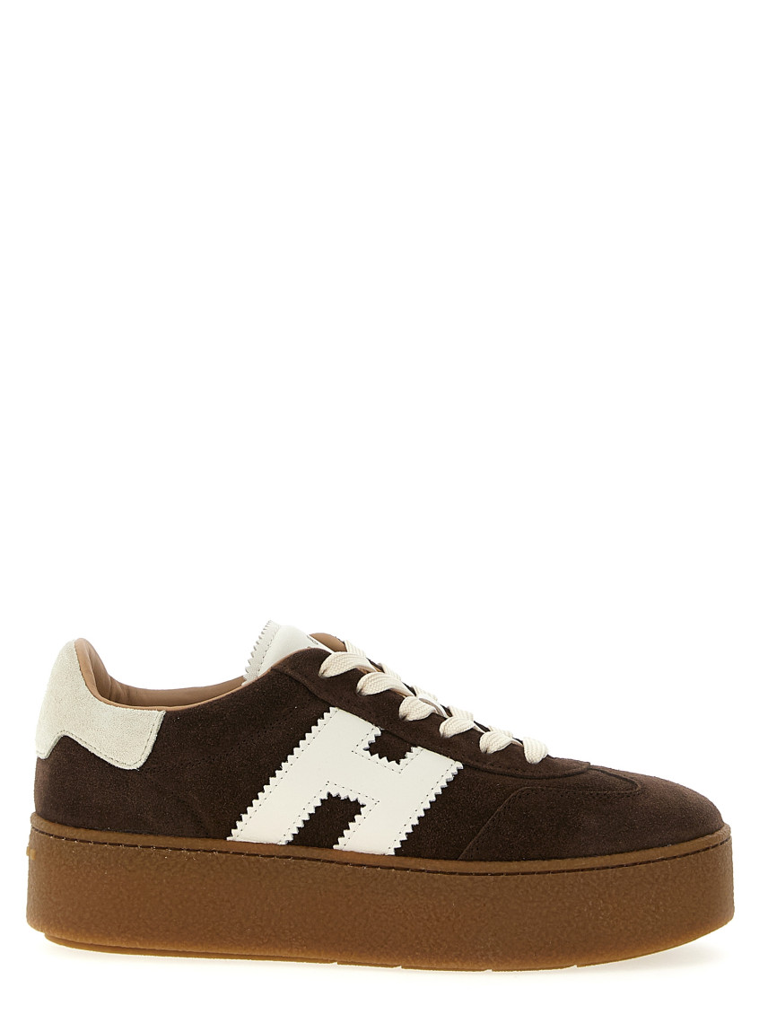 Hogan Suede Platform Sole Sneakers In Brown
