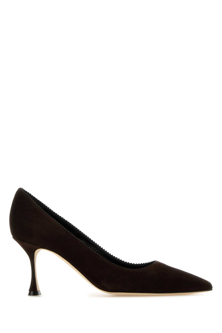 MANOLO BLAHNIK DARK BROWN SUEDE PUMPS 