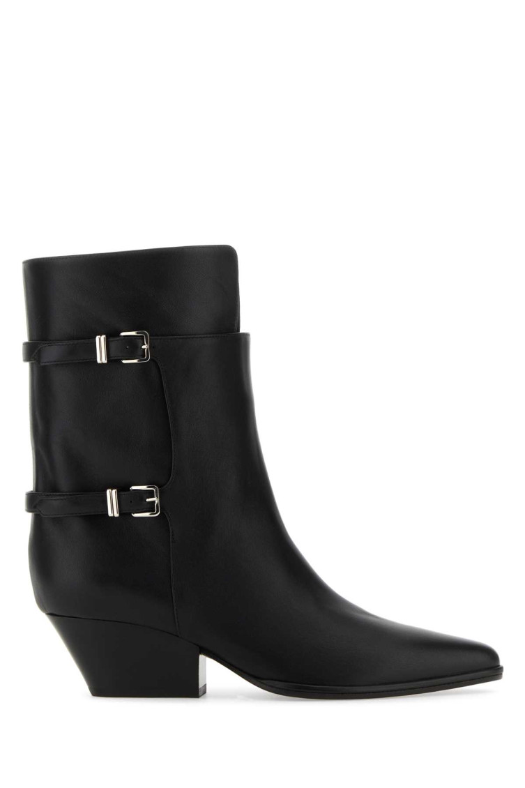 Sergio Rossi Black Leather Thalestris Ankle Boots In Black