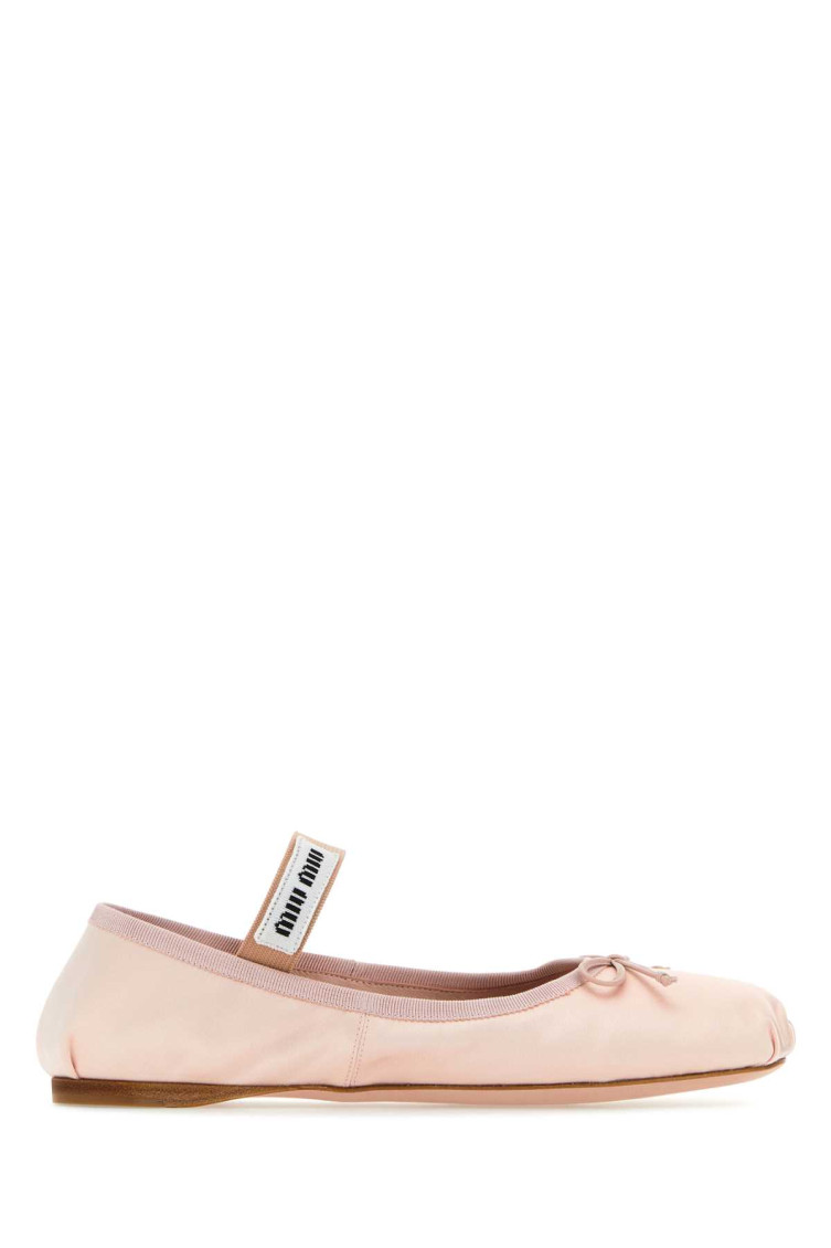 Miu Miu Logo-printed Bow Detailed Ballerina Shoes In Brown