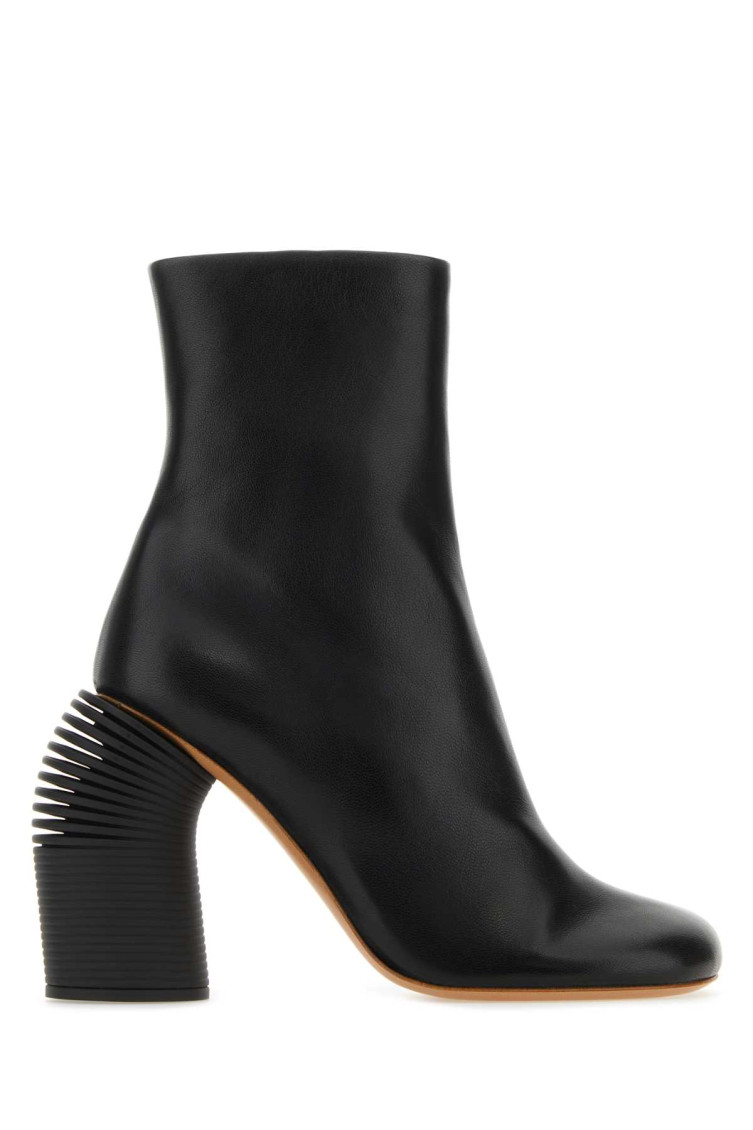 Off-white Leather Spring Booties Statement Heel 11 Cm In Black