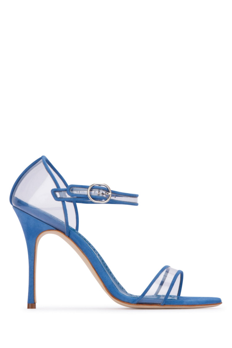 Shop Manolo Blahnik Blue Ferson Leather Heels In Royal Blue