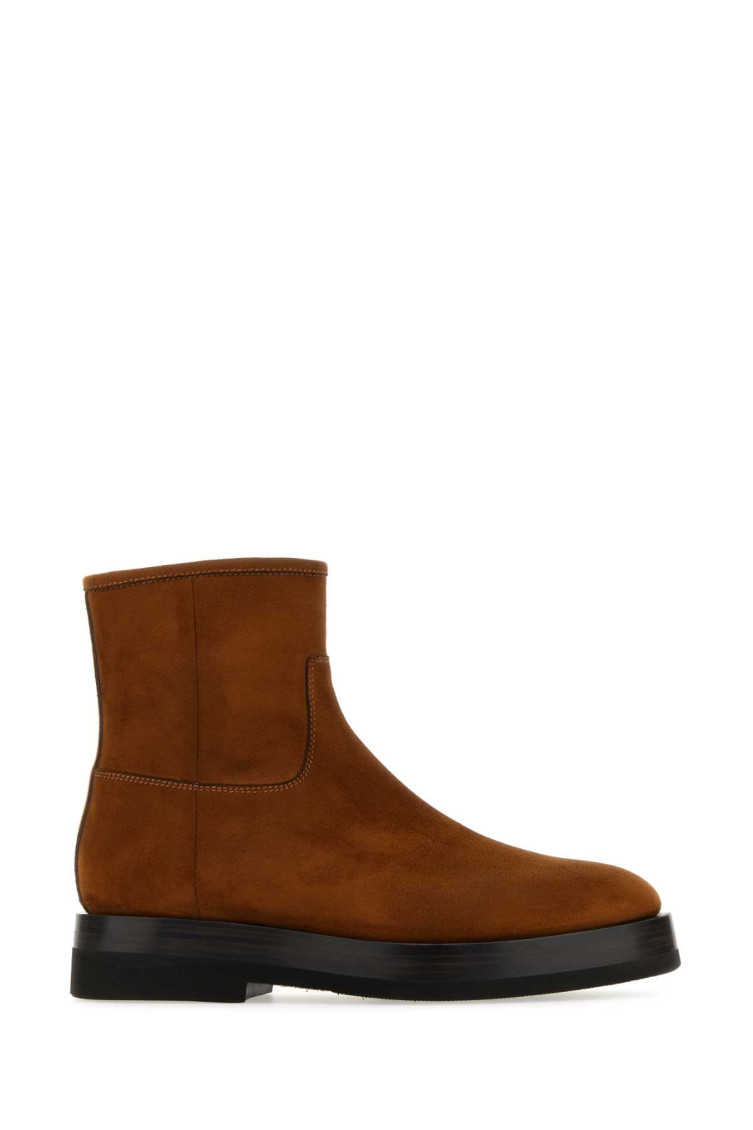 Santoni Caramel Suede Ankle Boots In Brown