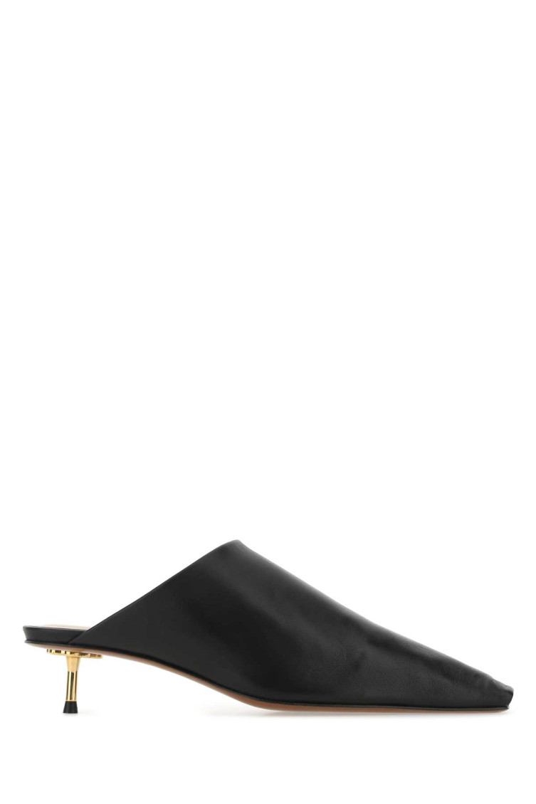 Nanushka Pointed Toe Mules With Open Back And Metal Heel In Black