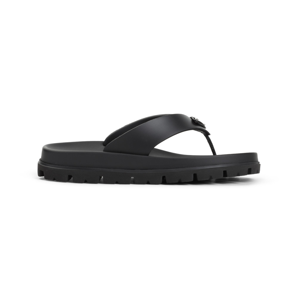Prada Black Rubber Flip-flop Sandals In Black