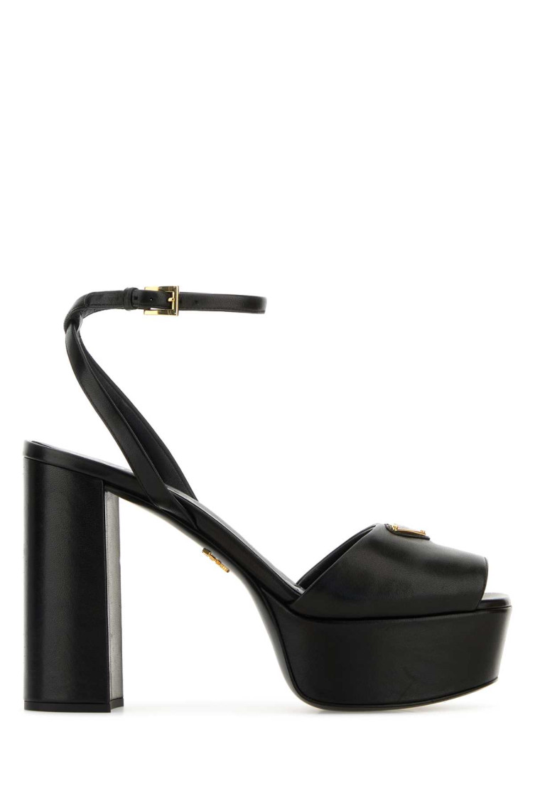 Prada Black Nappa Leather Sandals
