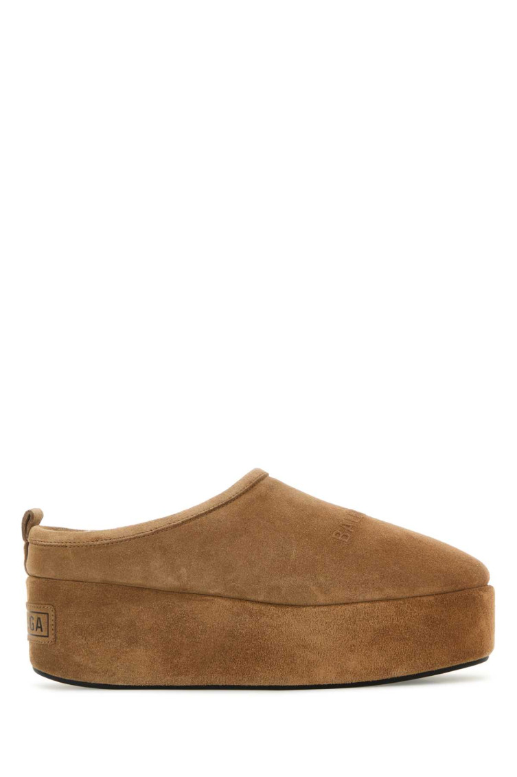 Balenciaga Women Camel Alaska Soft Platform Mules In Multi