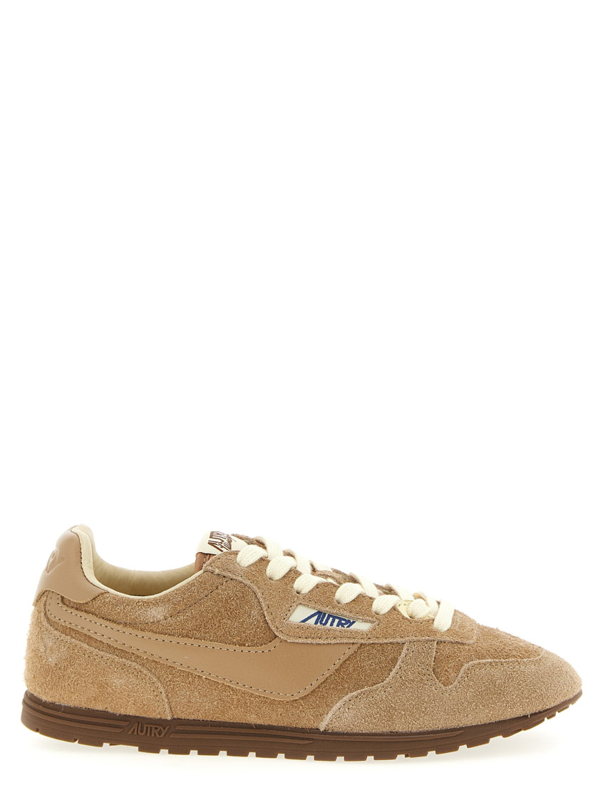 Autry Windspin Tonal Sneakers In Suede And Leather In Brown