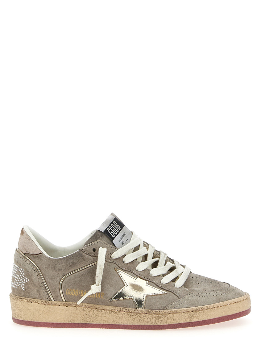 Golden Goose 'star Emblem' Perforated Sneakers With Metallic Accent In Gray