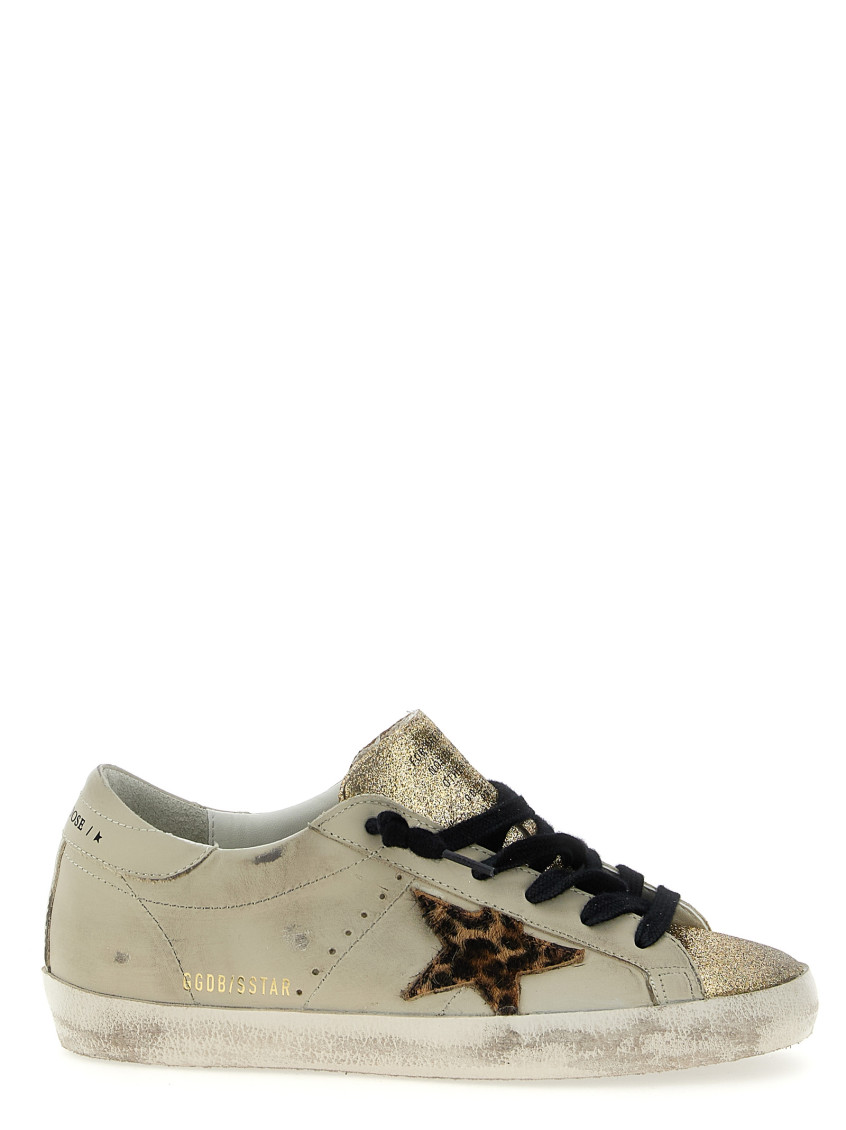 Golden Goose Women Super Star Leather Upper Glitter Toe And Tongue Leather Heel Leopard Horsy Star In Multi
