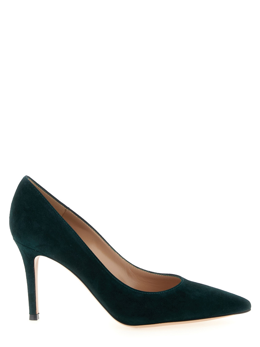 Gianvito Rossi Gianvito 105 Pointed Toe Pumps In Black Leather In Green
