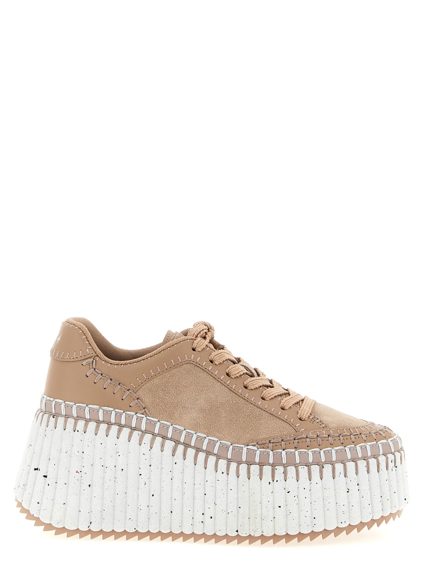 Chloé Platform Sneakers Elevated Round Toe In Brown