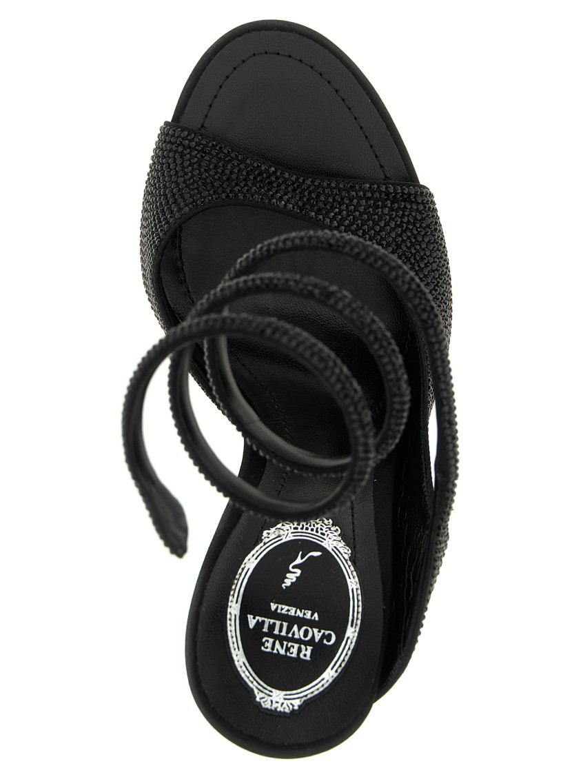 Rene Caovilla Black Open Toe Heels for Women Online USA at Darveys.com