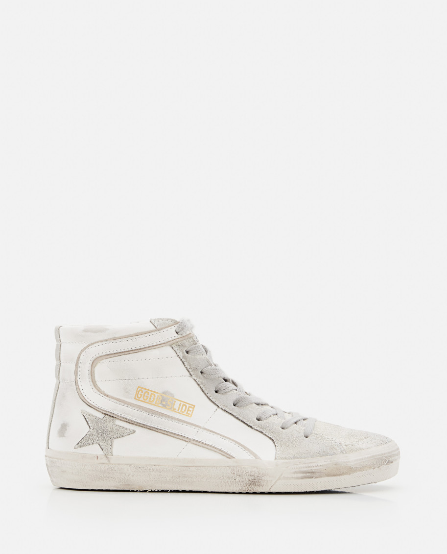 Golden Goose Leather And Suede Slide Sneakers In White