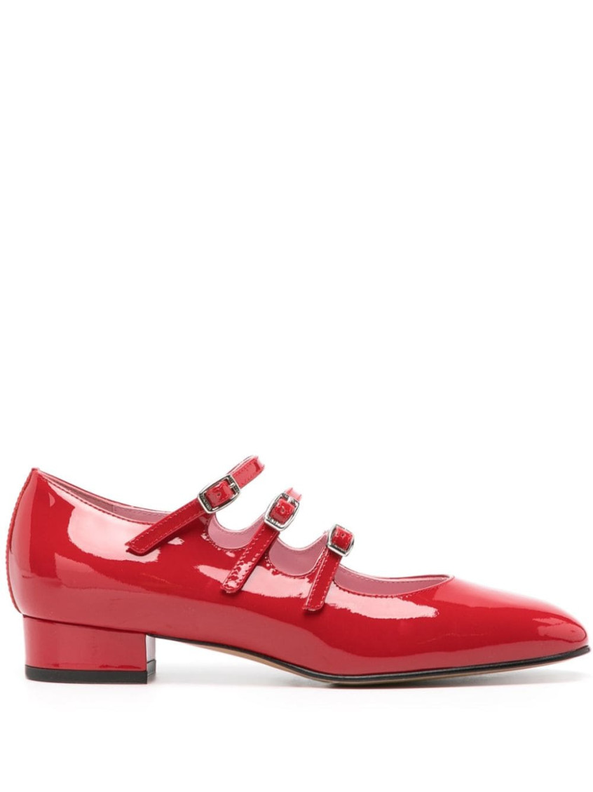 Shop Carel Paris Black Round Toe Ballet Flats In Red