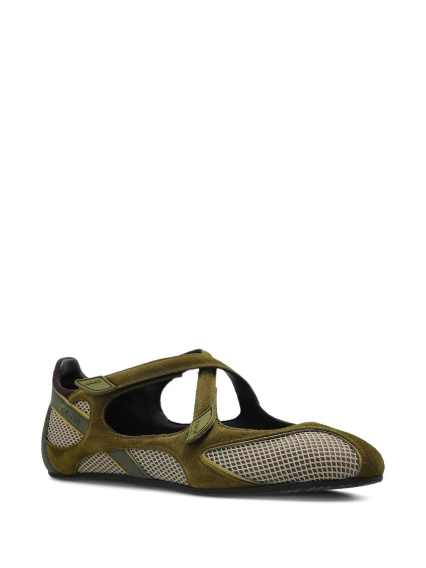 Attico Round Toe Suede Accents Mesh Panels In Green