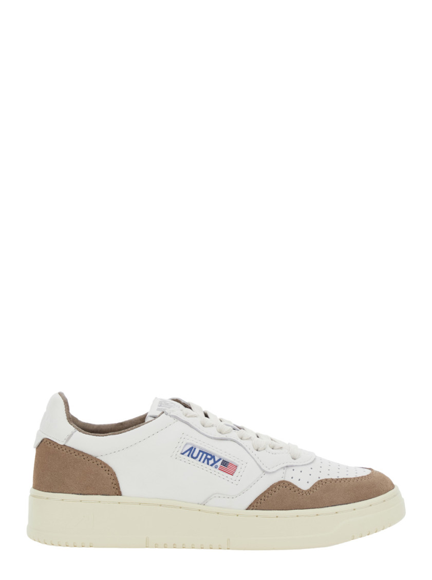 Autry Medalist Low White Leather And Suede Tobacco Sneakers In White
