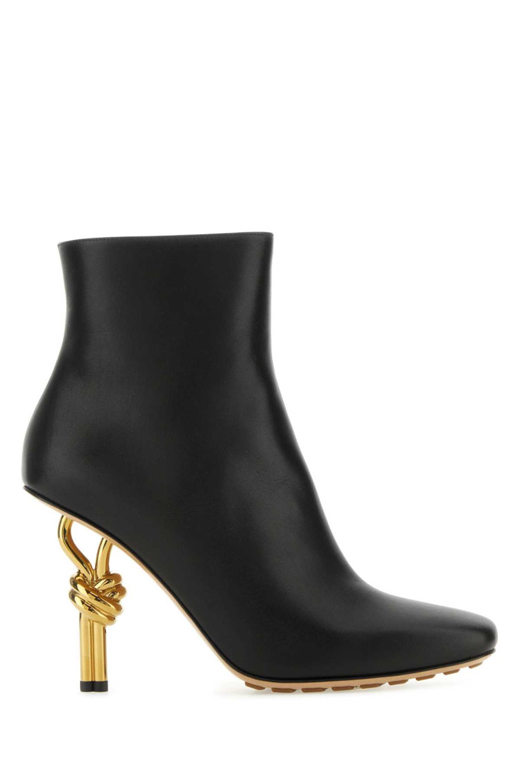 Shop Bottega Veneta Black Leather Knot Ankle Boots