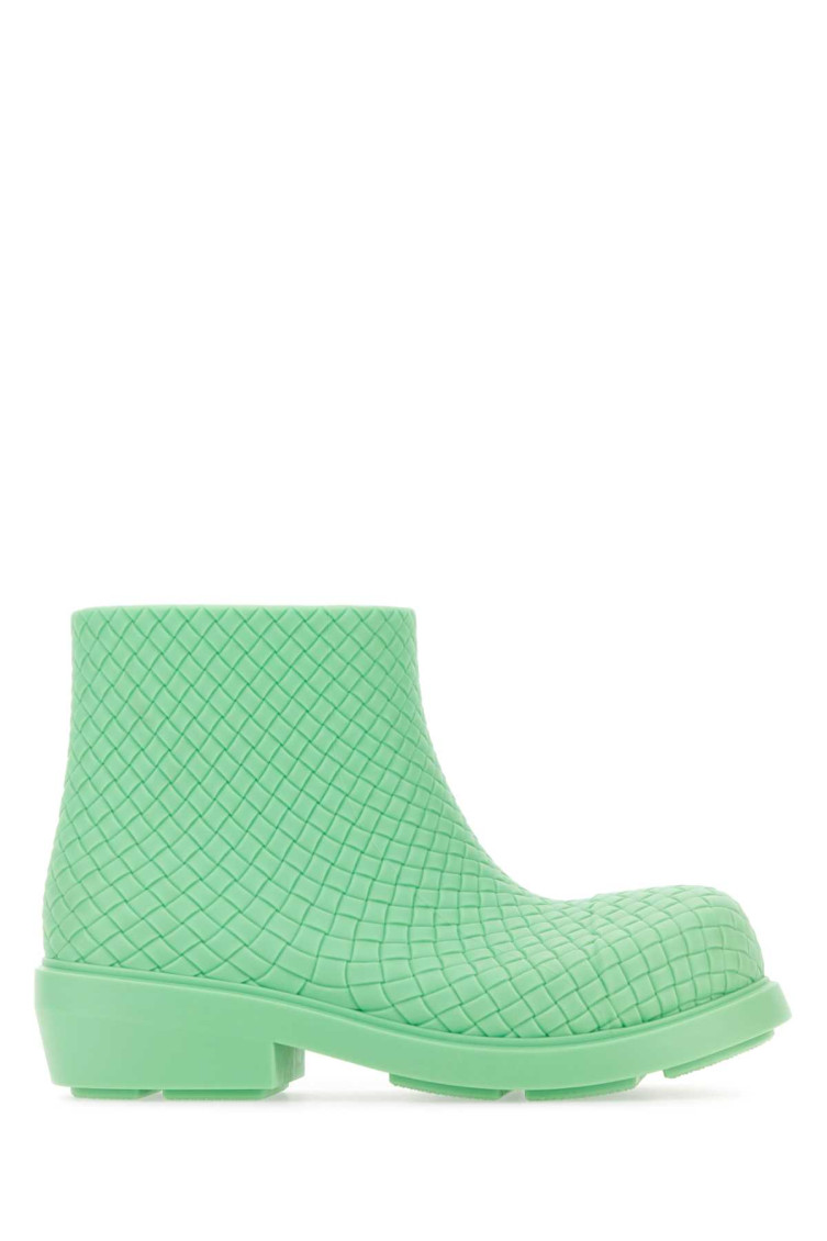 BOTTEGA VENETA LIGHT GREEN RUBBER ANKLE BOOTS 