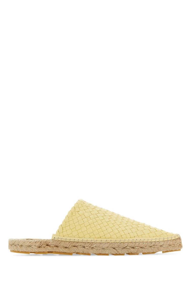 Shop Bottega Veneta Yellow Leather Slides