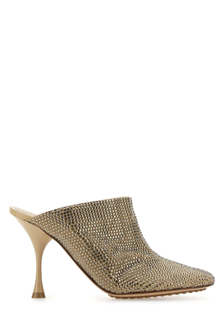 Bottega Veneta Sparkle Dot Sock Mules In Beige