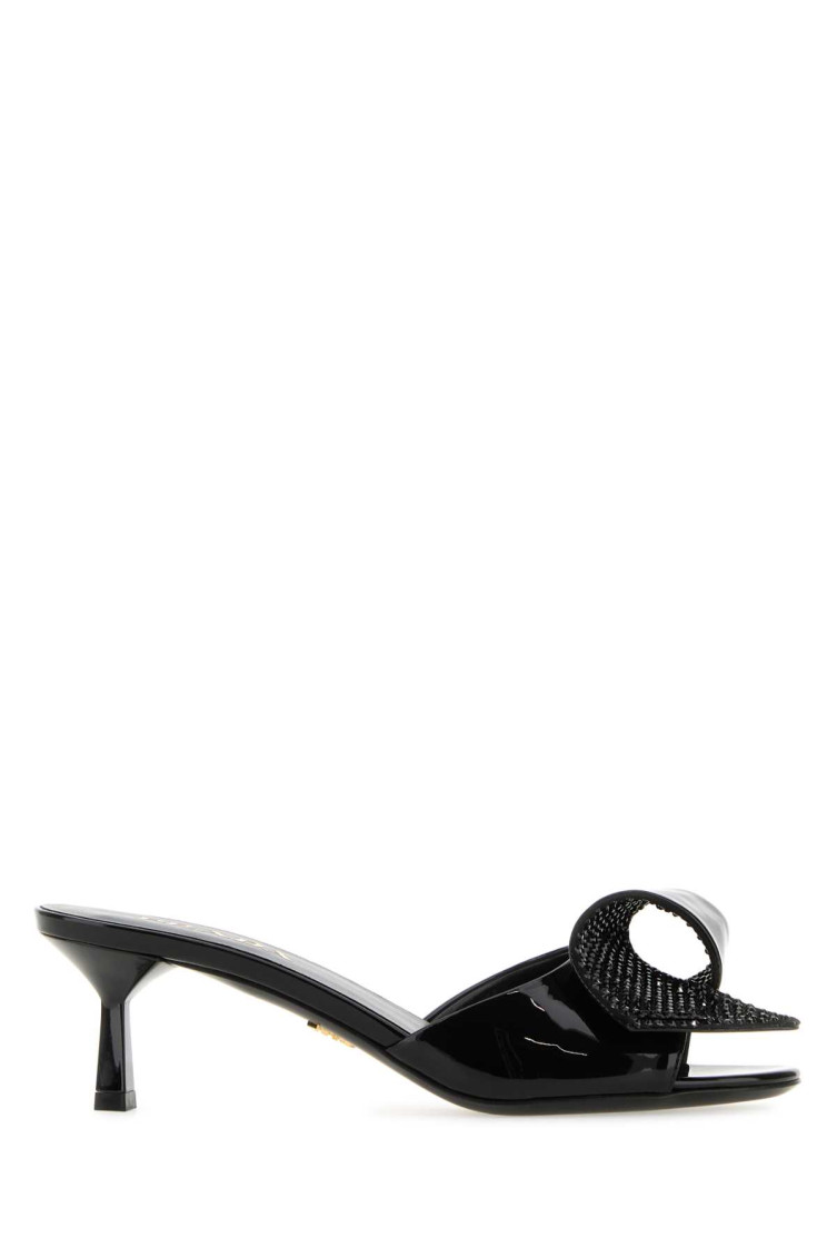 Prada Bow Sandals In Black