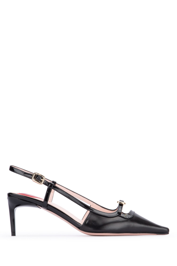 Roger Vivier 55mm Mini Buckle Leather Slingbacks In Black