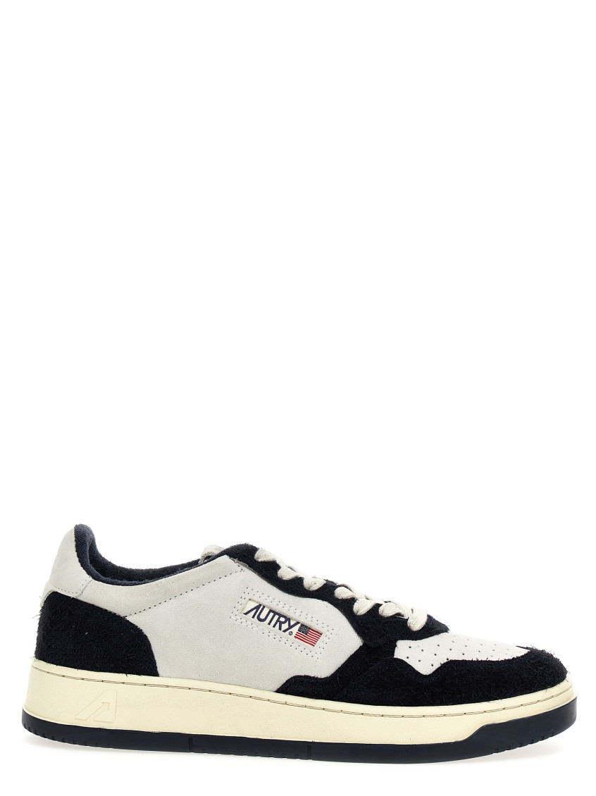Autry Low-top Sneakers With Textured And Smooth Leather Design In White