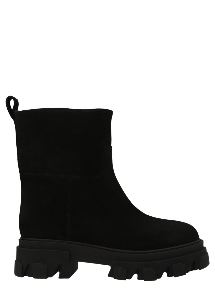Gia Borghini Lug-sole Suede Ankle Boots In Black